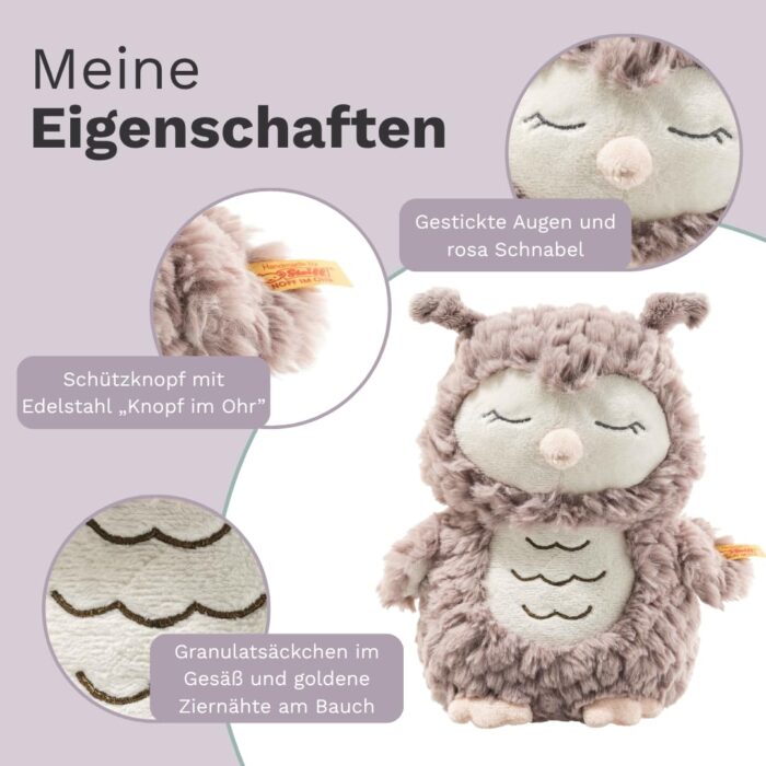 Steiff Kuscheltier Ollie Eule, Süßes , Jungen, Mädchen & Babys ab 0 Monaten, Friends, Plüschtier 23 cm, Beige – Bild 5